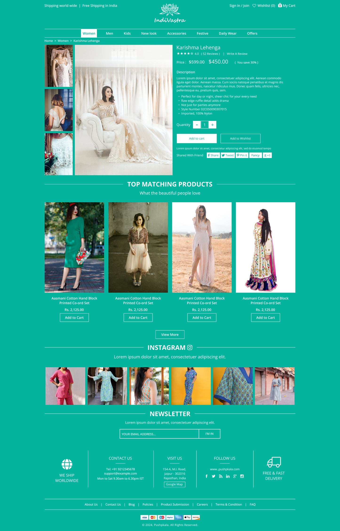 Indi Vastra - Responsive Ecommerce website PSD and figma template