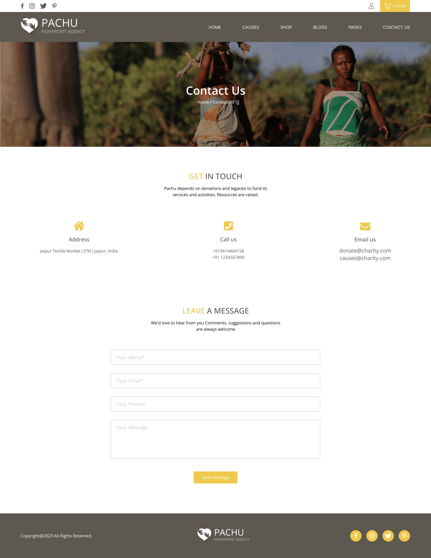 Pachu - Charity, NGO, Non Profit website PSD and Figma template